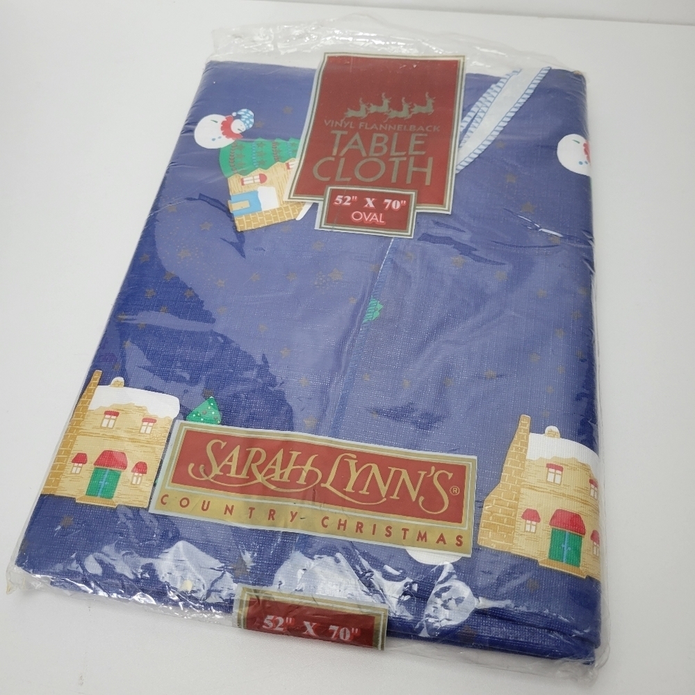 Christmas Table cloth vintage vinyl